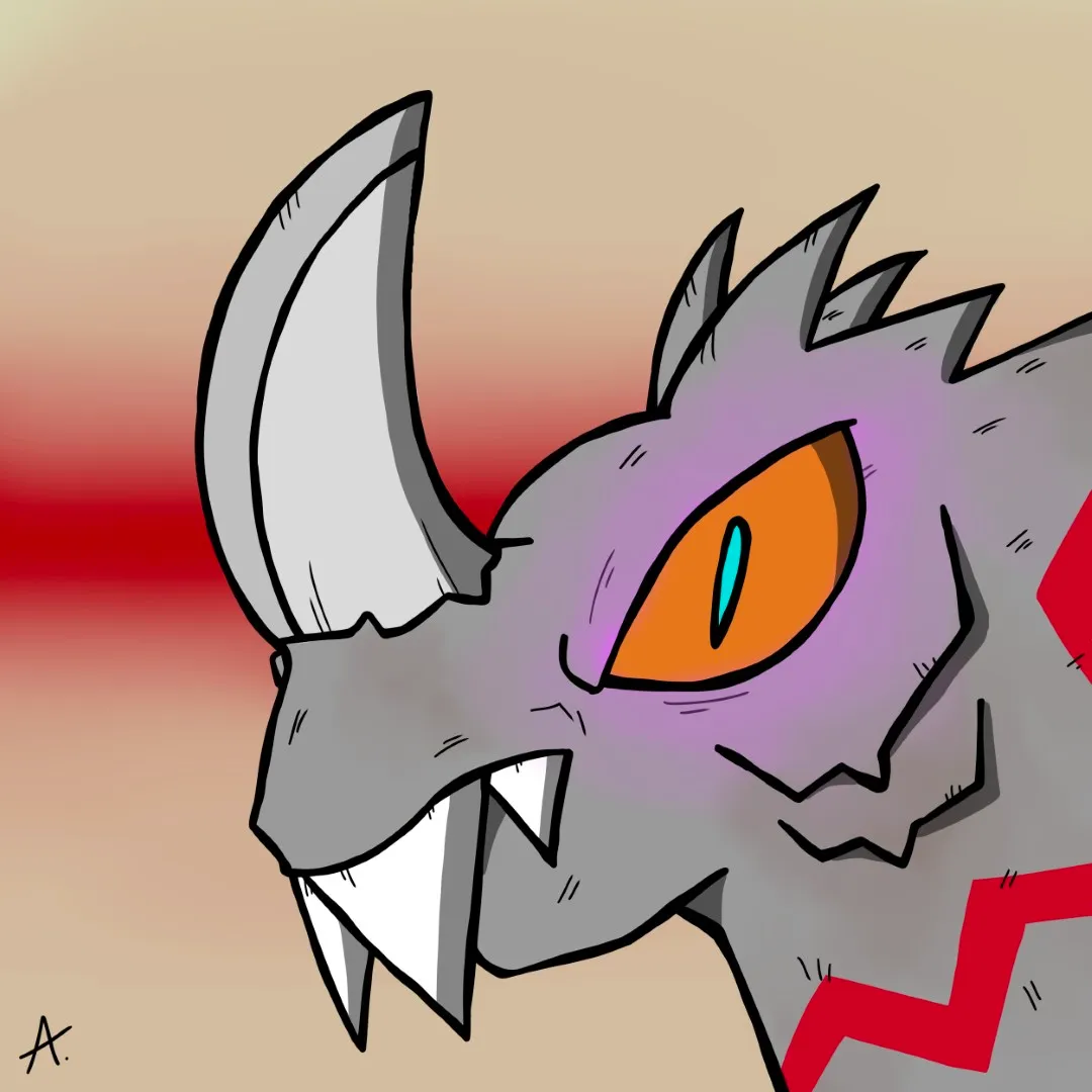 Fierce character charging forward with intense crimson red energy and power