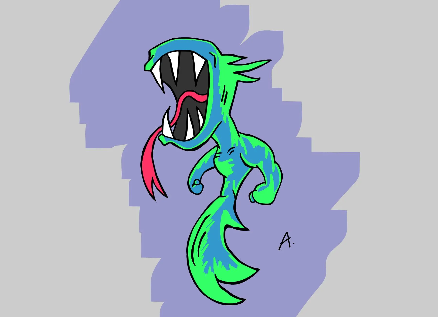 Dejected devil character mourning the colorful end of another fun weekend