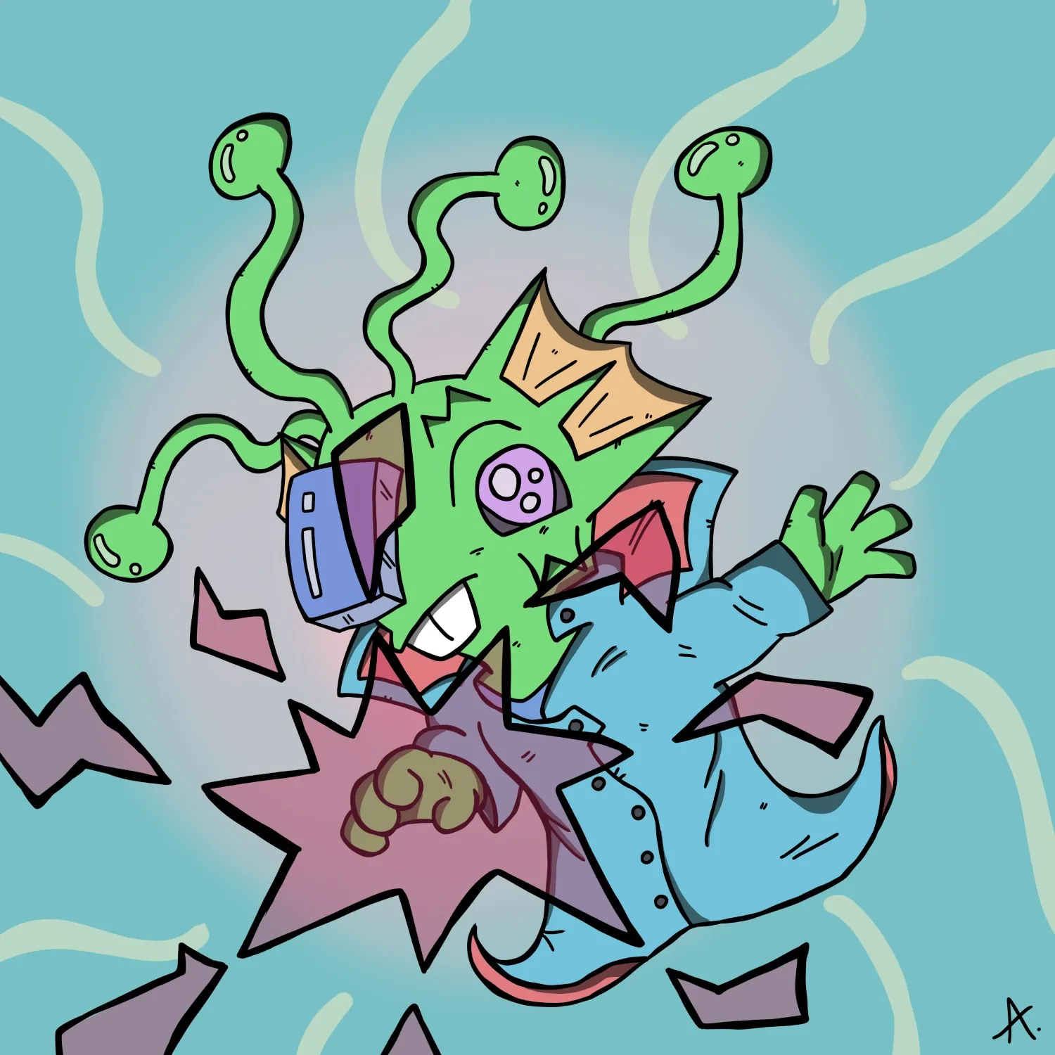 Dynamic character exploding with a powerful burst of radiant colorful energy