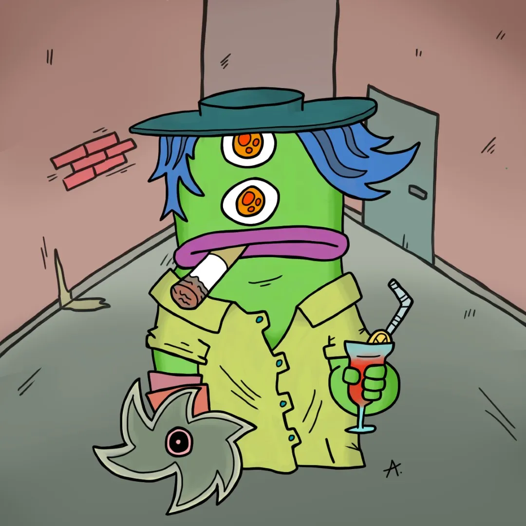 Cheerful cartoon character celebrating happy hour with vibrant colorful drinks