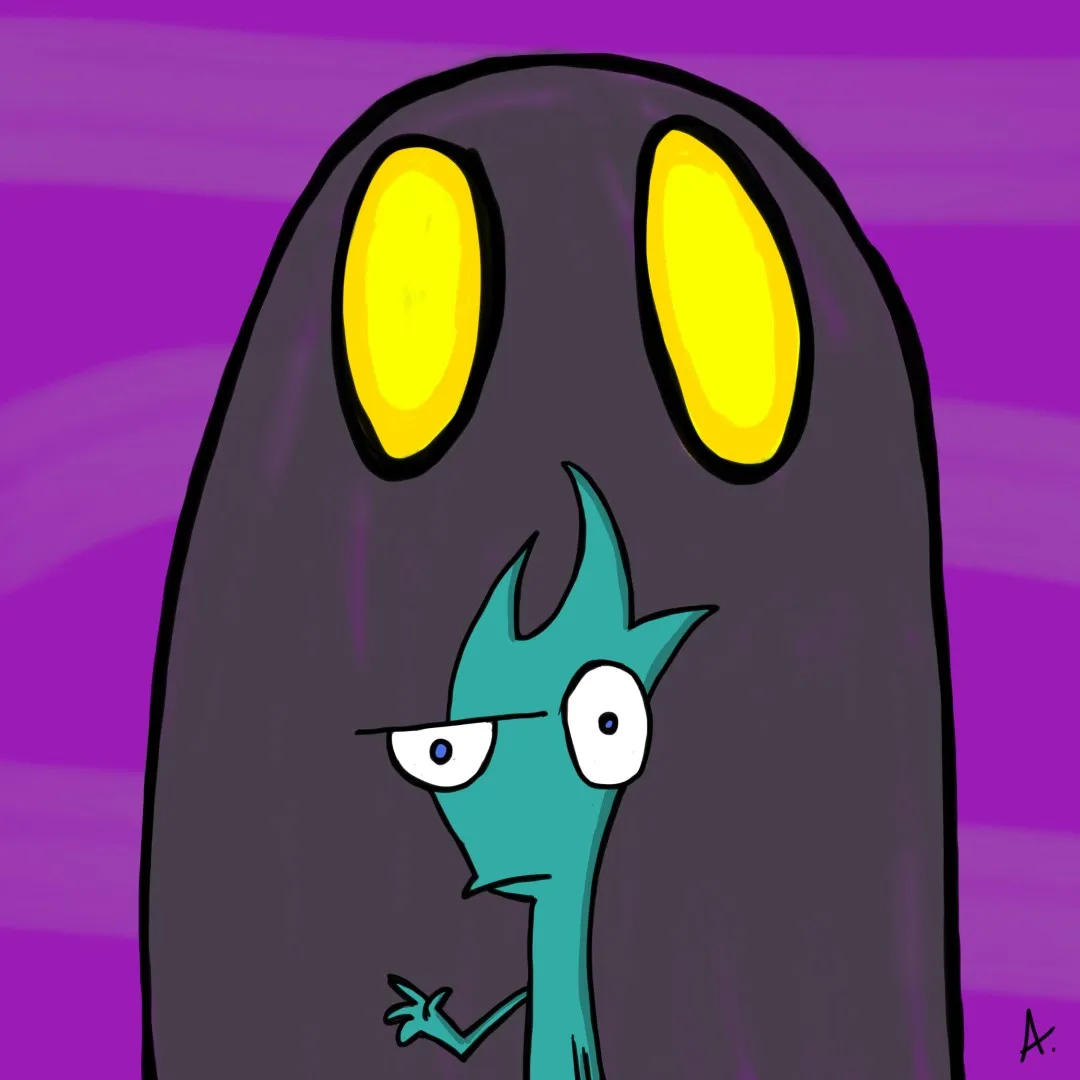 Guy being haunted by big ghost behind