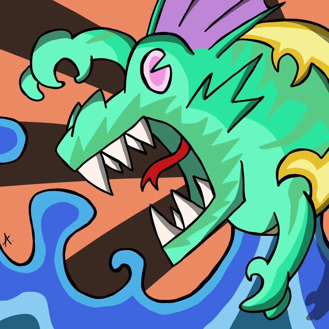 Digital illustration of a powerful underwater ruler commanding the ocean depths