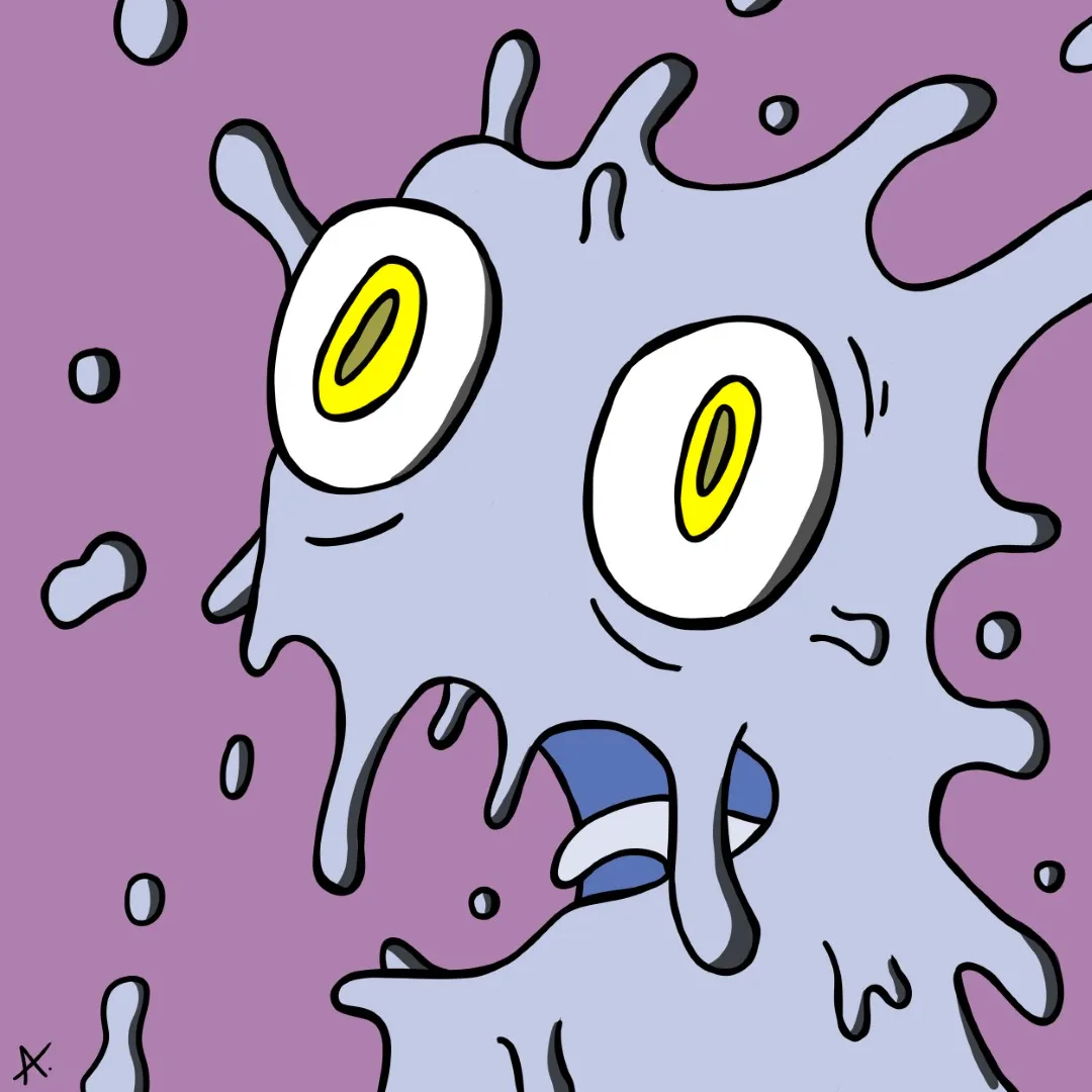 Regal creature rising gloriously from colorful muck with unexpected royal majesty