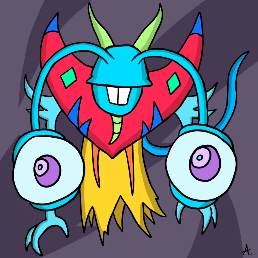 Surreal character experiencing altered colorful perception of the reality around them