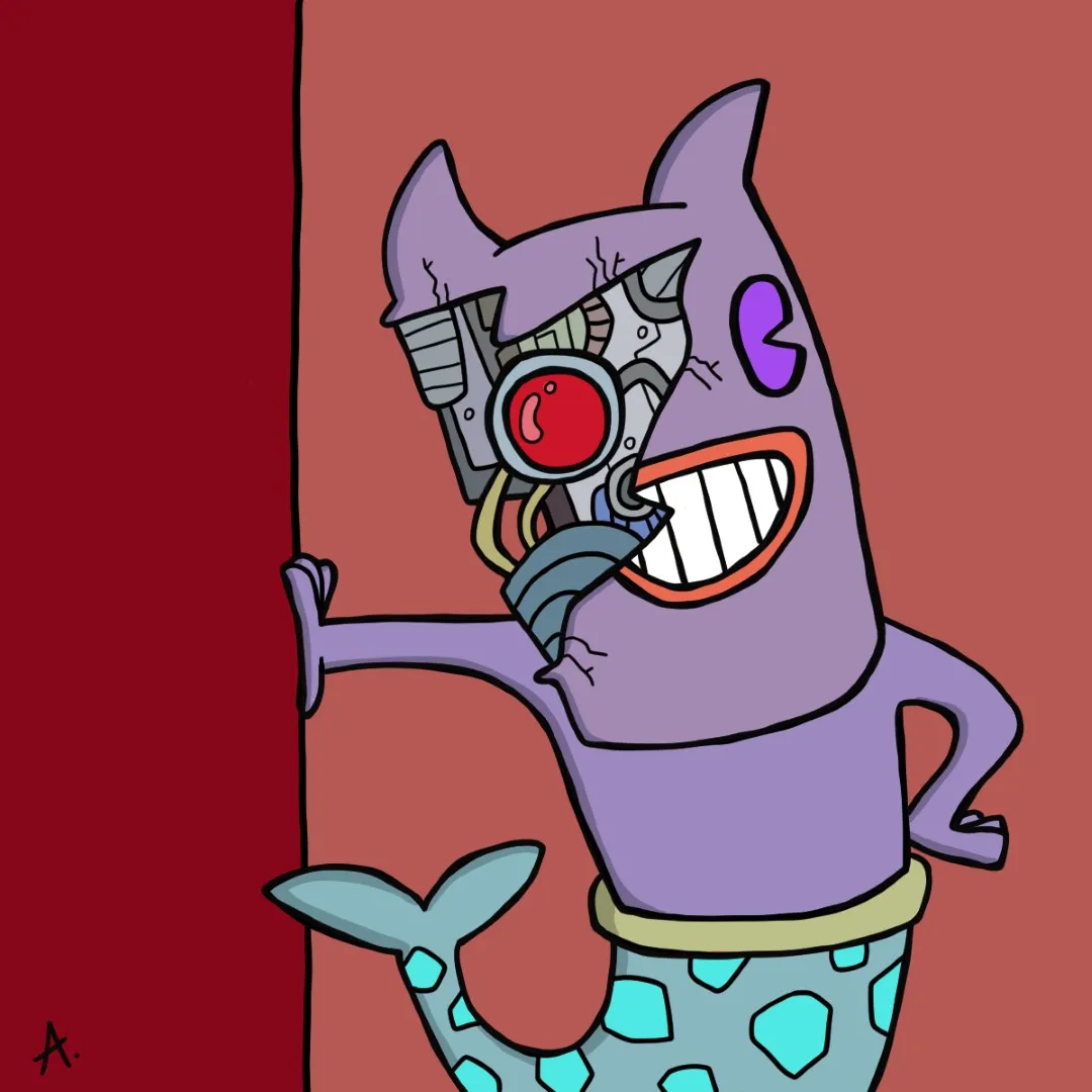 Introspective character confronting their vivid colorful inner self reflection