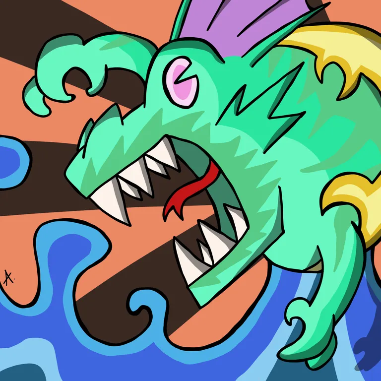 Digital illustration of a powerful underwater ruler commanding the ocean depths