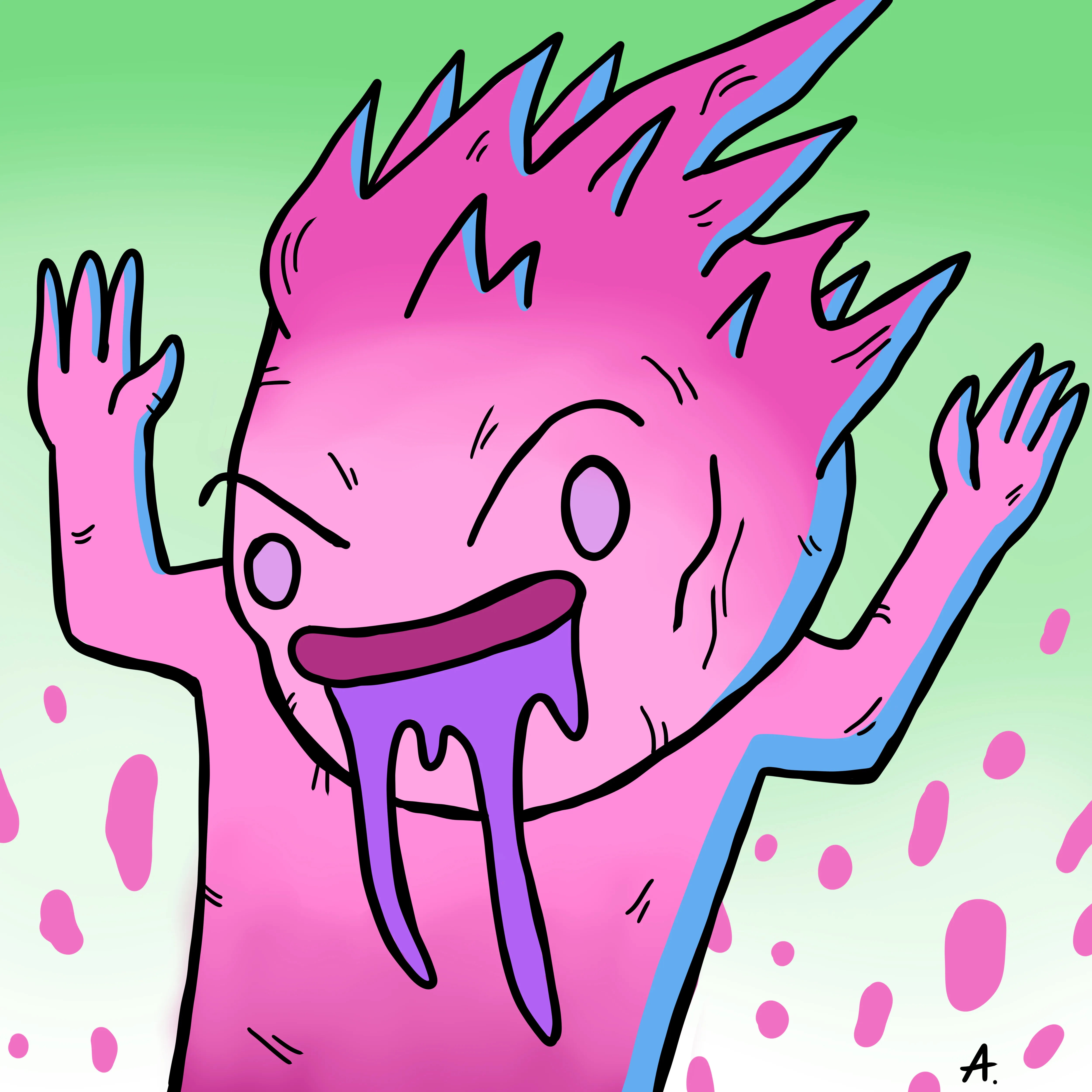 Vibrant character exploding with life energy and colorful organic growth all around