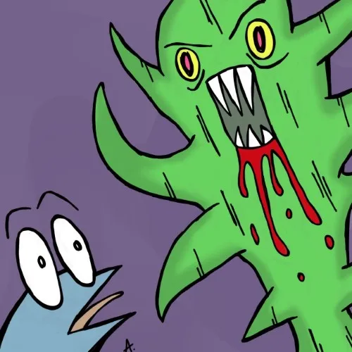 Apocalyptic cactus character standing tall amid the colorful dramatic end of times