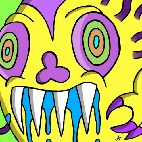 Gigantic colossus character consuming everything in sight with insatiable hunger