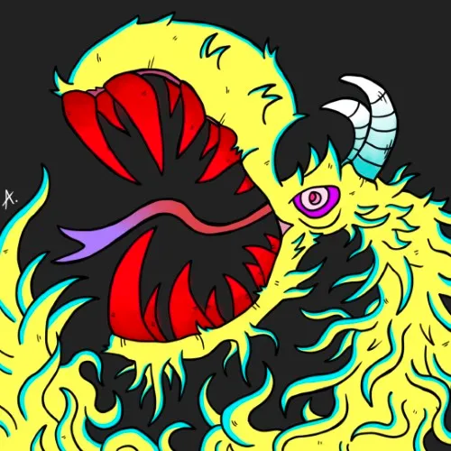 Bold character bravely dancing alongside a personified colorful fear creature