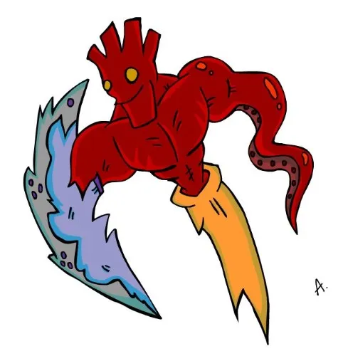 Heroic character transformed after eating broccoli into a bold colorful powerhouse