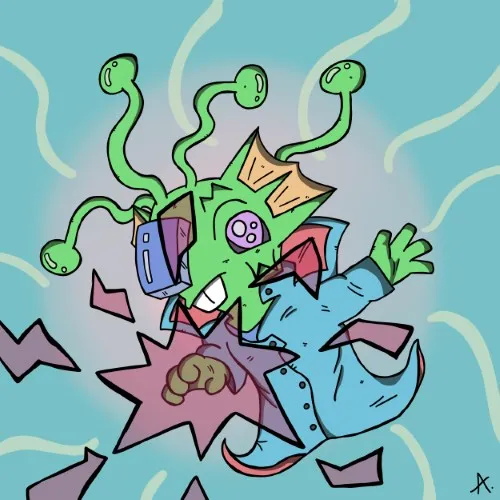 Dynamic character exploding with a powerful burst of radiant colorful energy