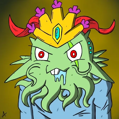 Regal cat character wearing a crown and ruling with bold feline authority