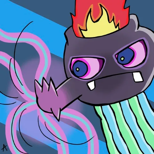 Vibrant digital illustration of a fierce fiery character engulfed in blazing flames of rage