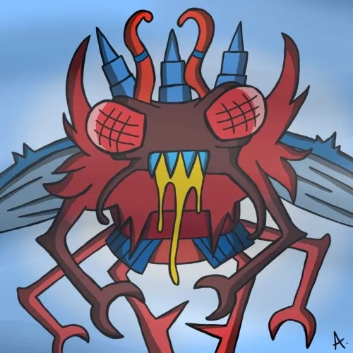 Threatening flying creature descending from the skies as a colorful aerial menace