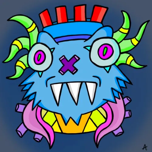 Untamed wild frog creature leaping with colorful chaotic energy and excitement