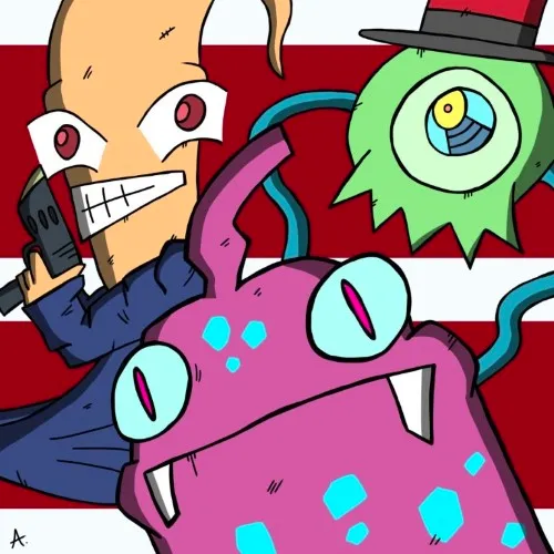 Heroic character making a dramatic final stand against overwhelming colorful forces