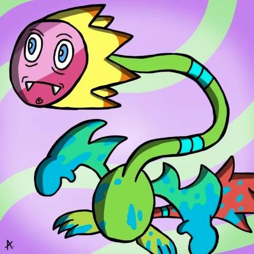 Delicate lily-like creature blooming in the dark colorful depths of the ocean