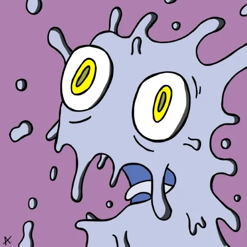 Regal creature rising gloriously from colorful muck with unexpected royal majesty