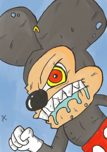 Angry Mickey Mouse drooling