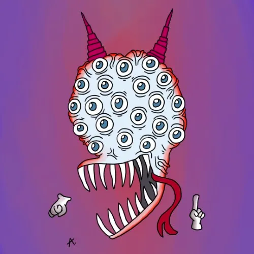 Somber character finding no humor as the colorful world ends dramatically around them