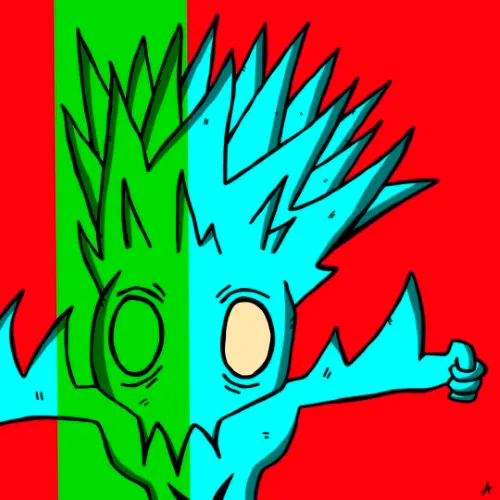 Brilliantly glowing character radiating intense colorful light in every direction