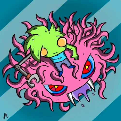 Stoic armored sentinel character standing guard with powerful unwavering presence