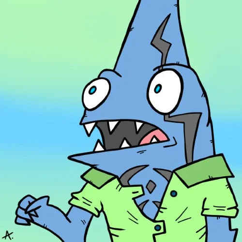 Bold cartoon shark character living its best life in vibrant colorful ocean waters