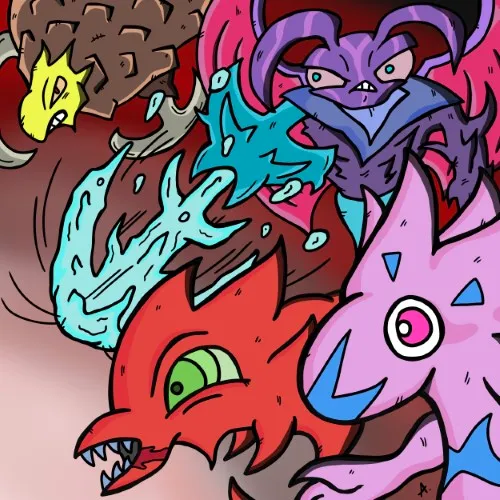 Two spectral characters clashing in a vibrant supernatural battle scene