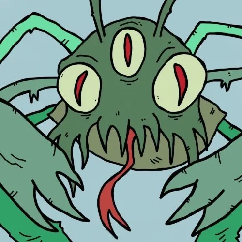 Glowing radioactive spider character pulsing with vibrant toxic green energy