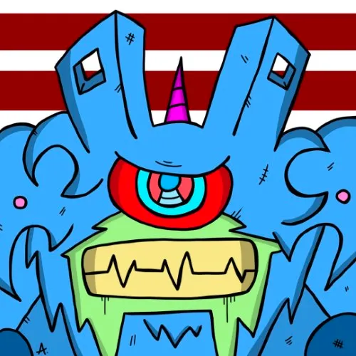 Friendly swamp creature emerging from murky colorful waters with a warm smile