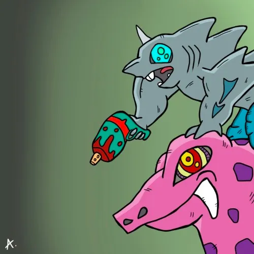 Creative character in the colorful process of making and building something new