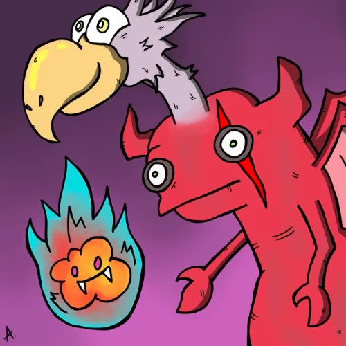 Colorful character arriving at a vibrant tropical paradise with bold scenery