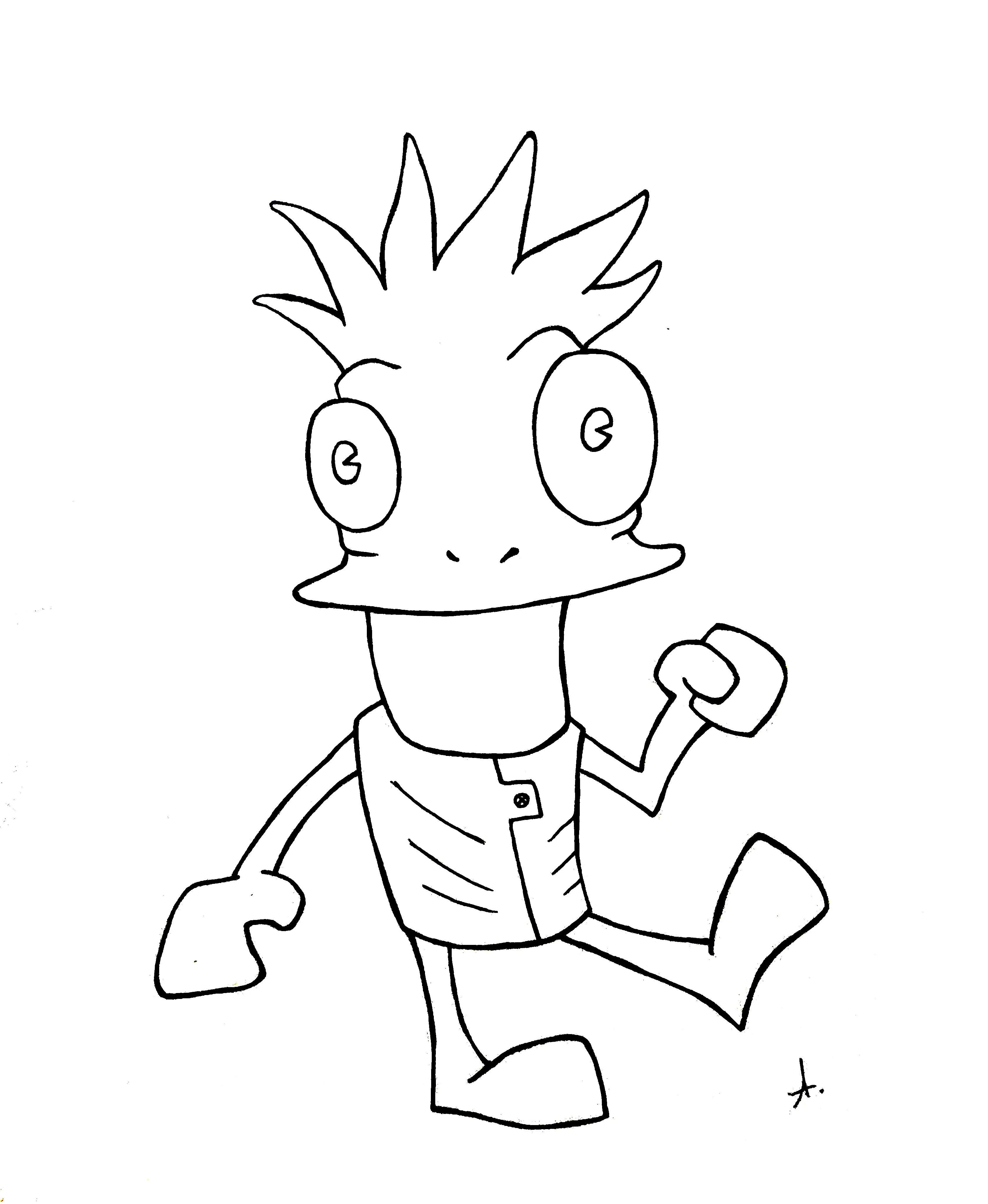 Ink drawing of cartoon characters slowly trudging along a path leading absolutely nowhere