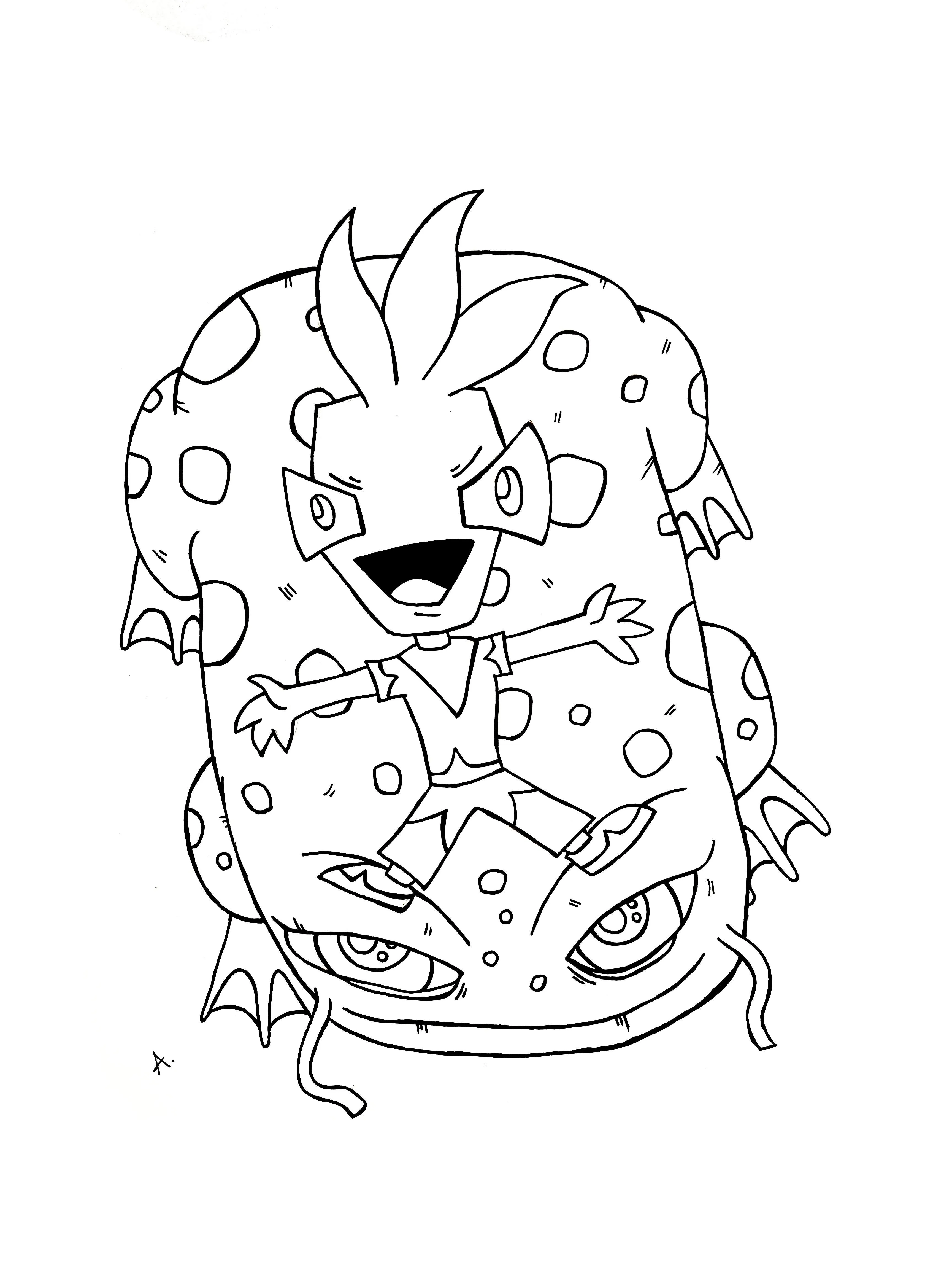 Ink drawing of cartoon characters on an adventurous trip through a mysterious lagoon