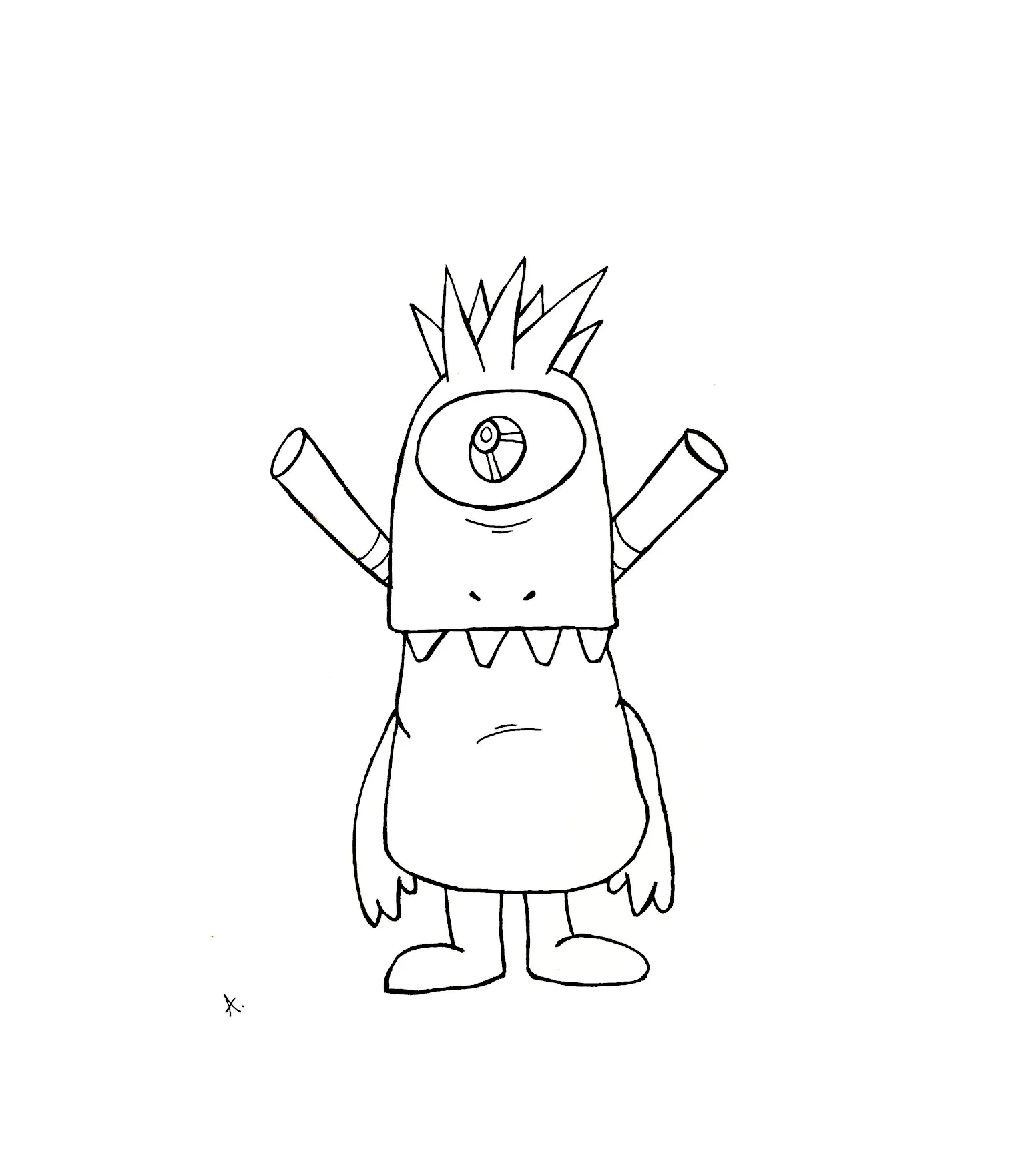 Ink drawing of a lonely character stranded in the middle of an empty desolate nowhere