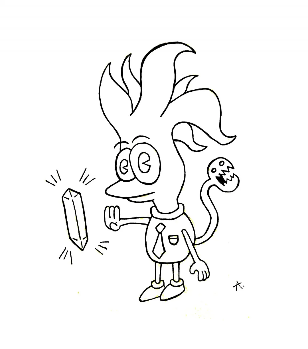 Ink drawing of a mystical talisman artifact surrounded by magical energy and creatures