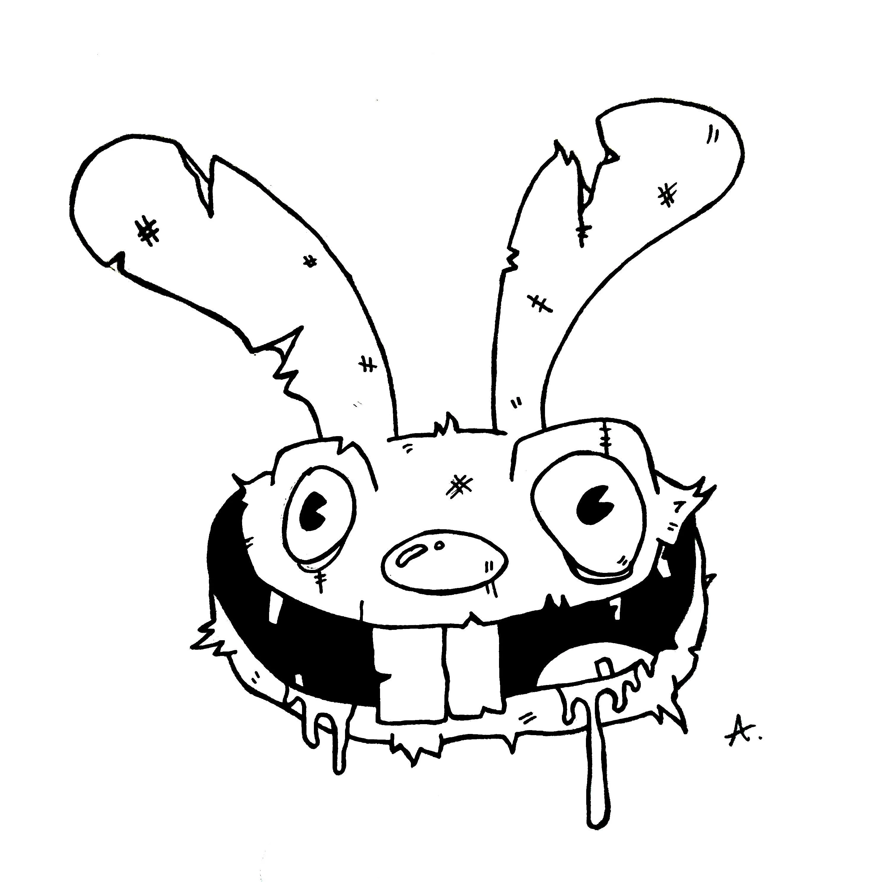 Ink drawing of cartoon characters waving goodbye in a classic farewell ending scene