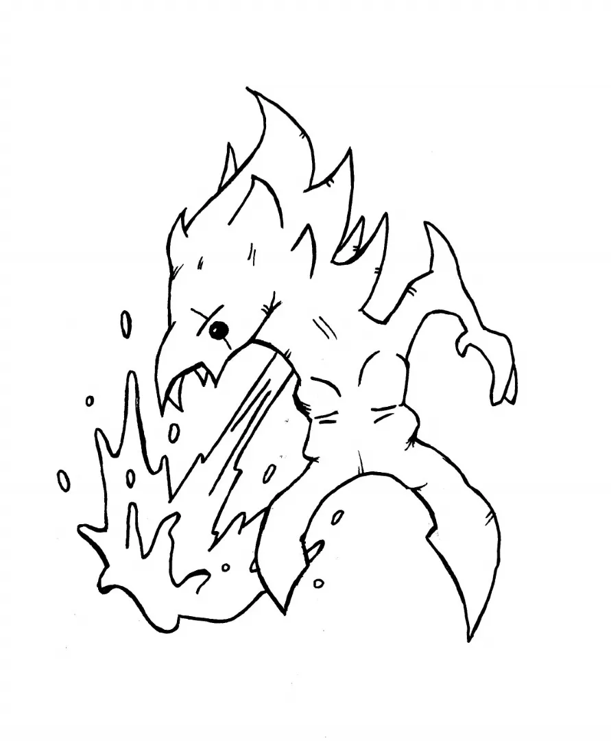 Ink drawing of a cartoon character stretching and warming up before an intense activity