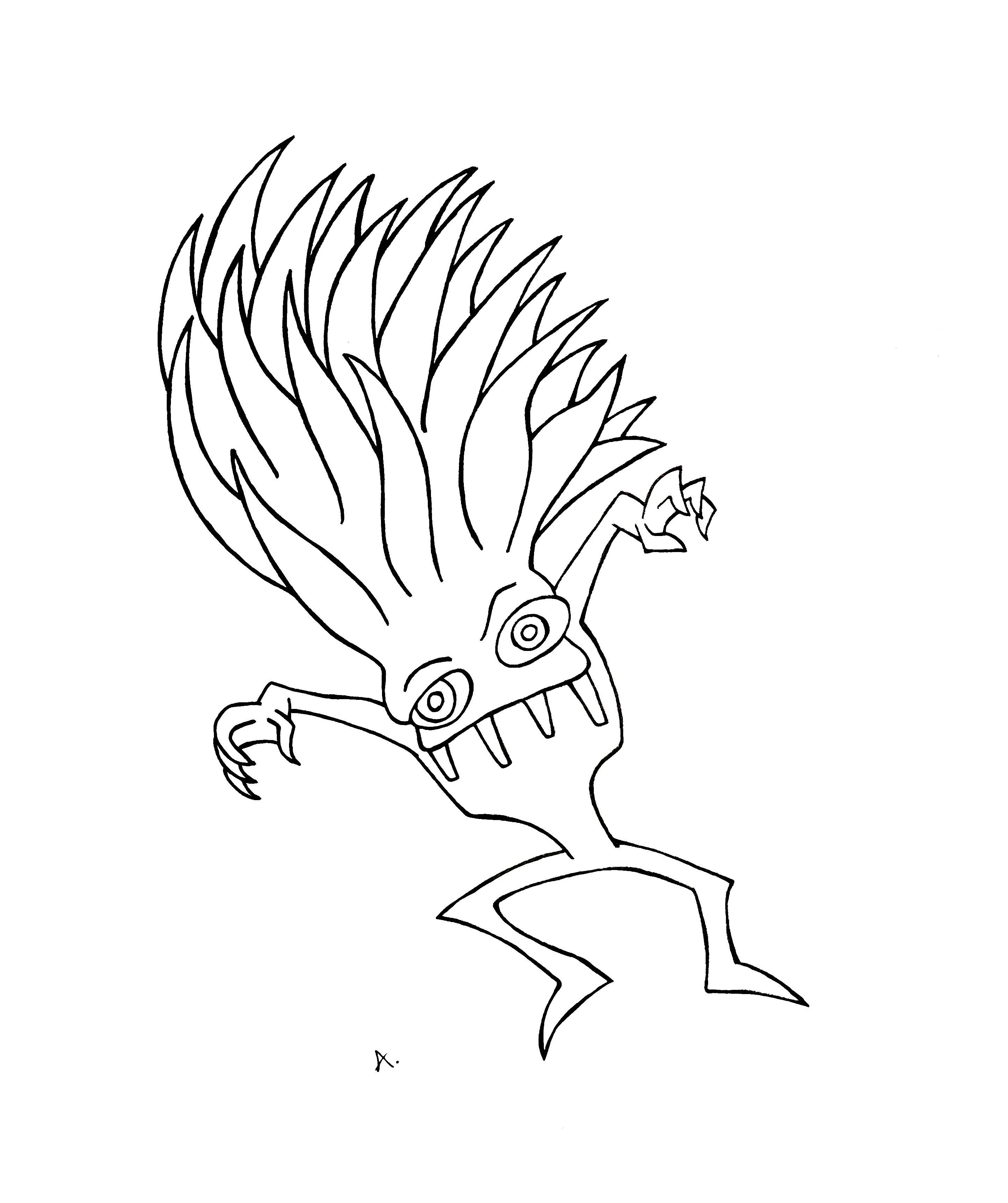 Ink drawing of a fantastical world filled with astonishing wonders and curious creatures