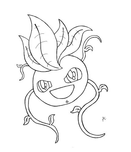 Ink drawing of cartoon characters encouraging eating vegetables with expressive reactions