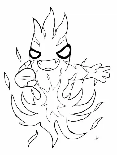 Ink drawing of intense flames and fire consuming everything in a blazing cartoon scene