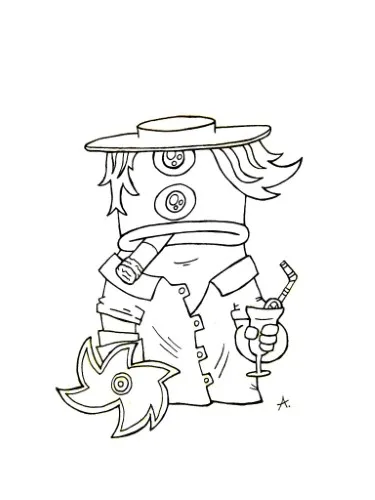 Ink drawing of cartoon creatures gleefully enjoying drinks during a wild happy hour