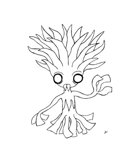 Ink drawing of long-lost characters reuniting after being separated for ages