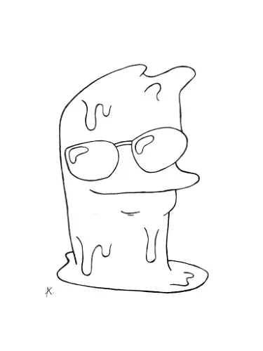 Ink drawing of Mr. Chill and friends embarking on crazy adventures through outer space