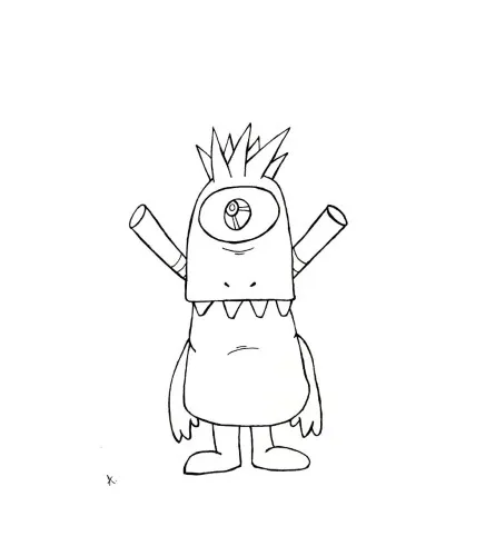 Ink drawing of a lonely character stranded in the middle of an empty desolate nowhere