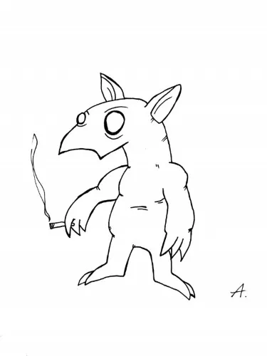 Ink drawing of a toxic poisonous cartoon creature dripping with dangerous glowing venom