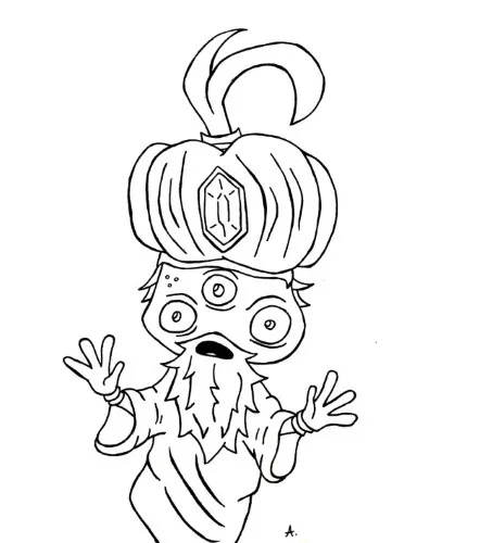 Ink drawing depicting the dramatic rise and fall of a Martian prince character