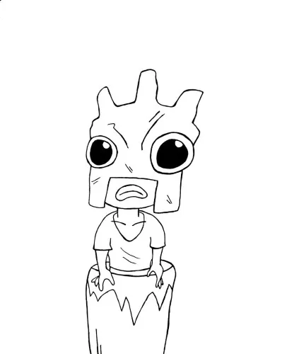 Ink drawing of a wild and chaotic circus filled with eccentric cartoon performers