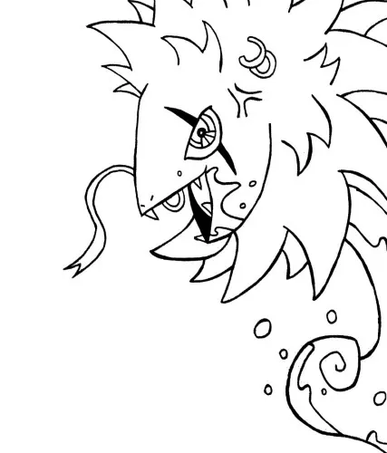 Ink drawing of a mighty dragon rising up powerfully with wings spread wide open